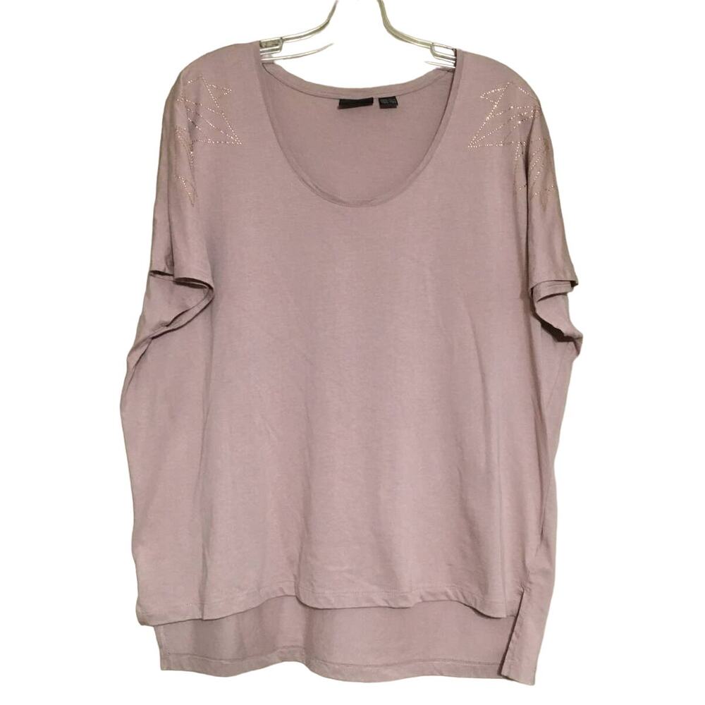 Esmara by Heidi Klum Large Women’s Short Sleeve Embellished Shoulder Hi-Low Top